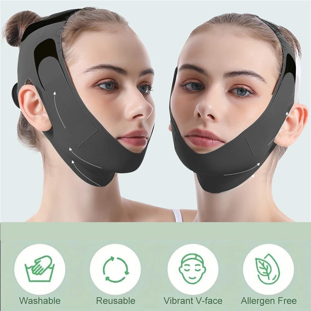 Face lifting tape, chin strap for sleeping, reusable lifting mask with V line for double chin for women, jaw belt