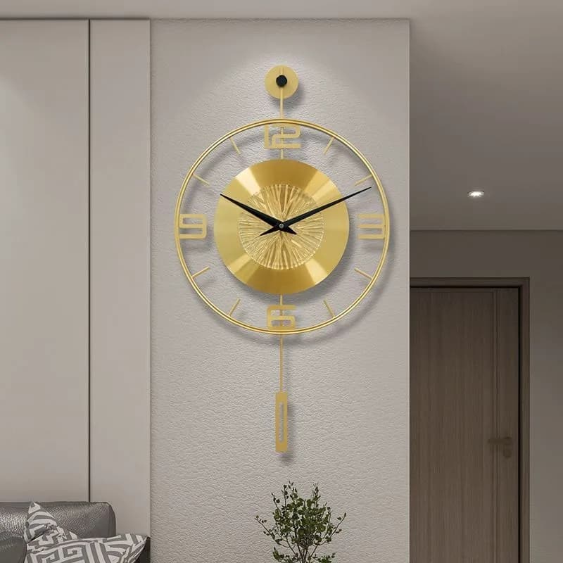 Modern Wall Clock Nordic Metal Wall Watch Luxury Elegant Large Pendulum Clocks Silent Minimalist Aesthetic Living Room Watches