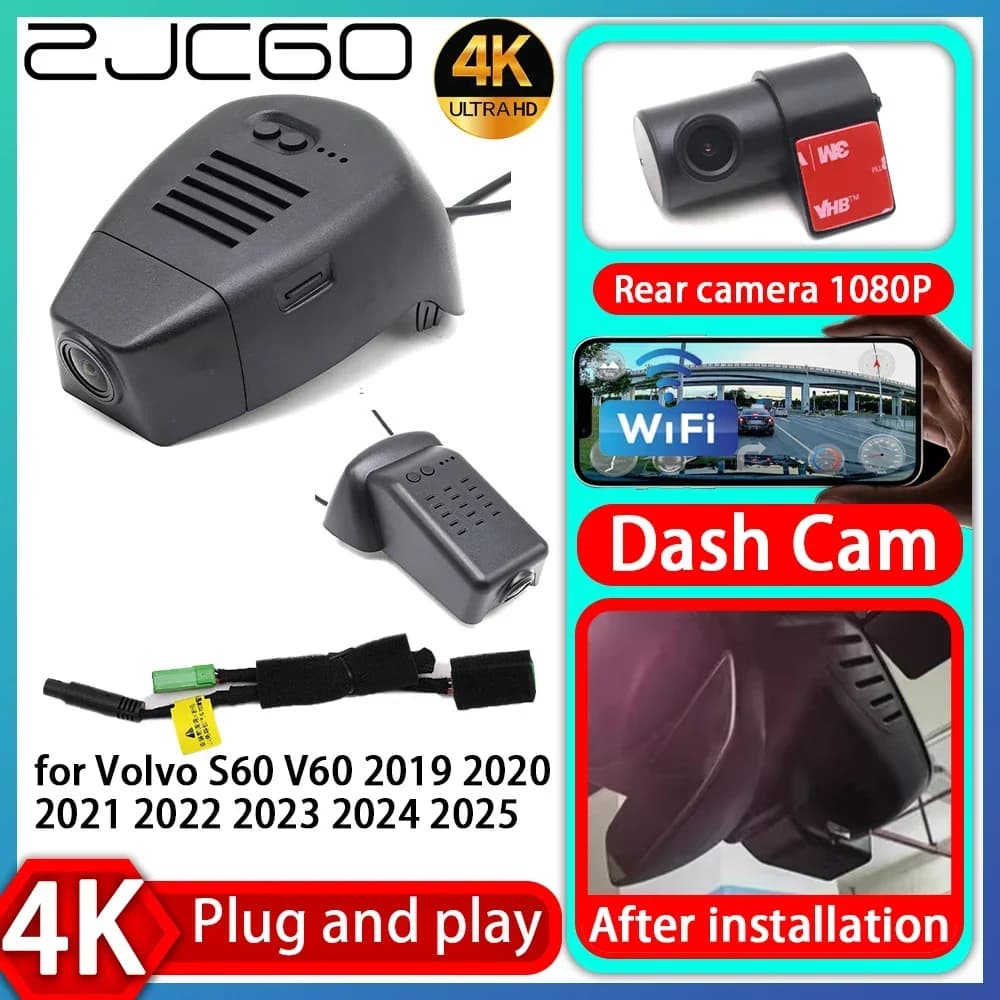 ZJCGO UHD 4K 2160P DVR Plug and Play Camera for Auto, Video Recorder for Volvo S60 V60 2019 2020 2021 2022 2023 2024 2025