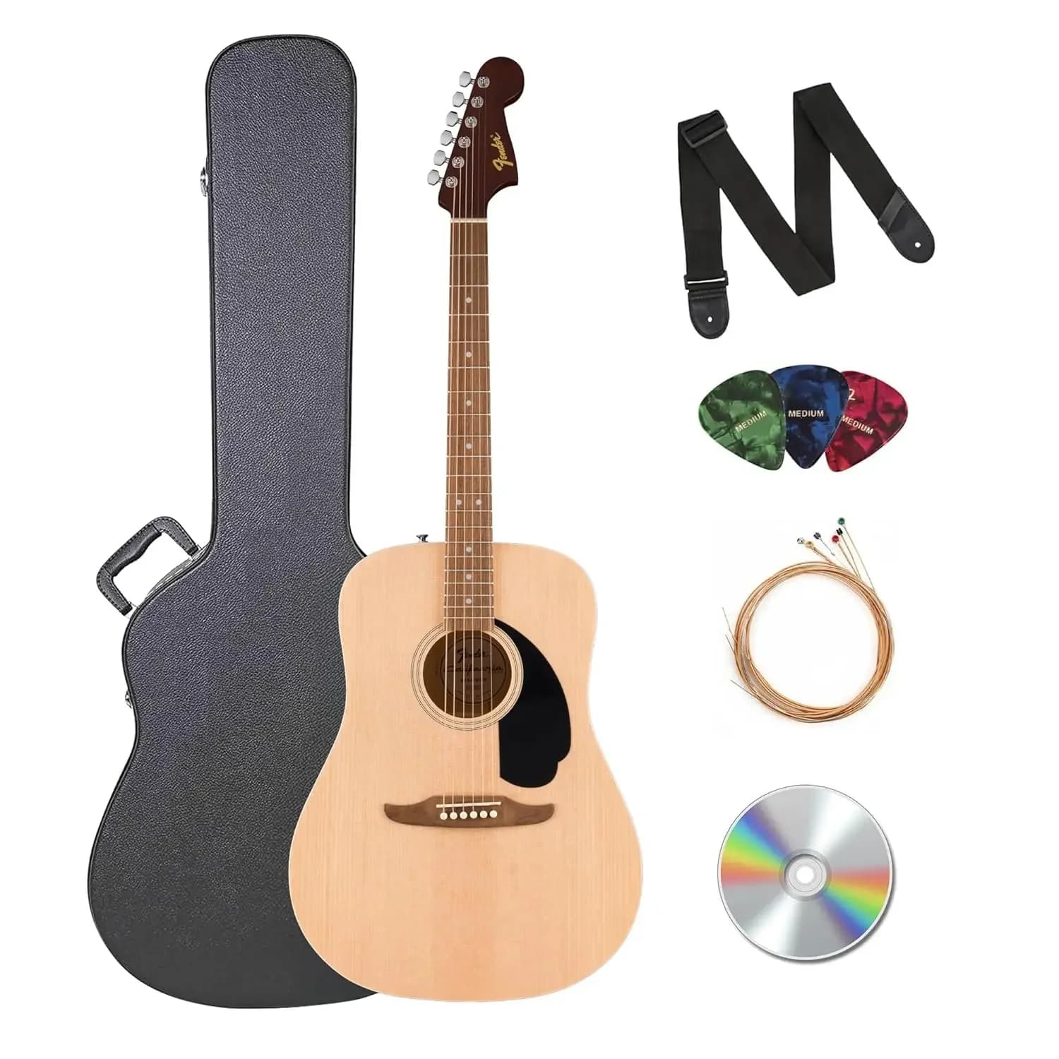 Chitarra Acustica Redondo Dreadnought - Bundle Naturale con Custodia Rigida, Tracolla, Corde, Plettri e Austin Bazaar, Personalizzata