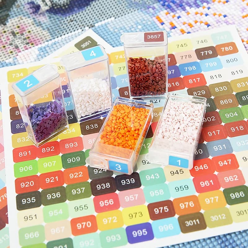 Pittura diamante numero di colori adesivi 447 etichette DMC adesivi scatola di immagazzinaggio accessori strumenti per bottiglie di mosaico