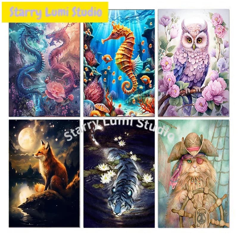 Set di pittura con diamanti 5D fai da te per San Valentino, con disegni di animali dei cartoni animati, adatto per adulti e principianti.