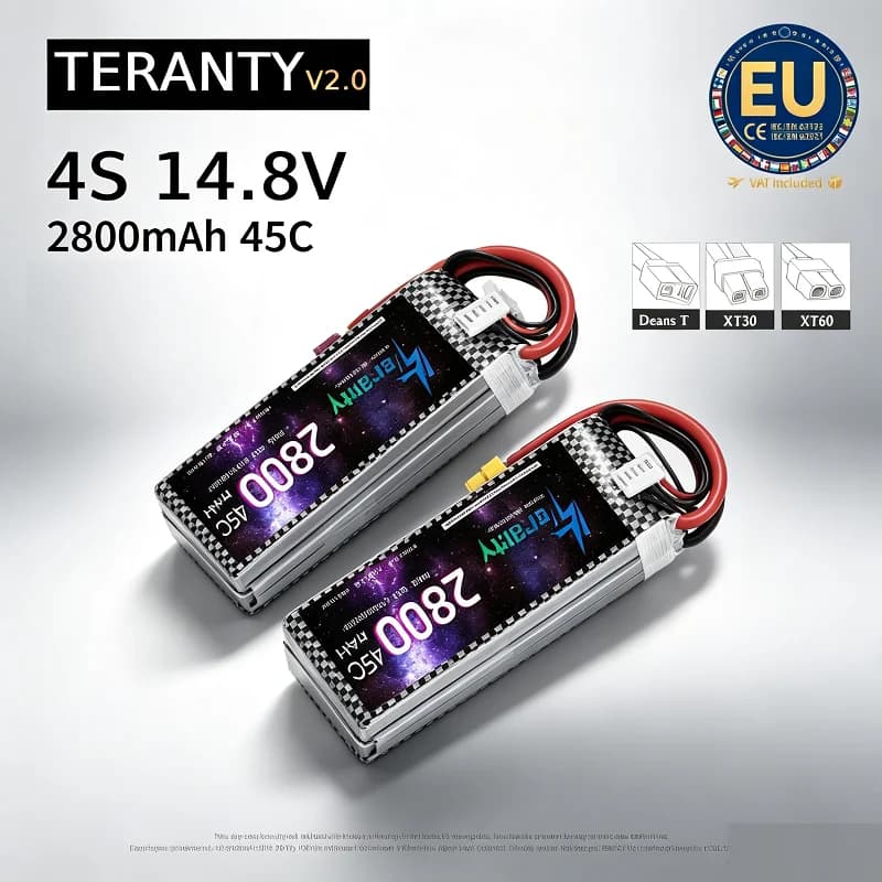 TERANTY V2.0 4S 14.8V 2800mAh 45C High Rate LiPo Battery XT60 XT30 T RC Quadcopter FPV Racing Drone Airplane Vehicle Battery
