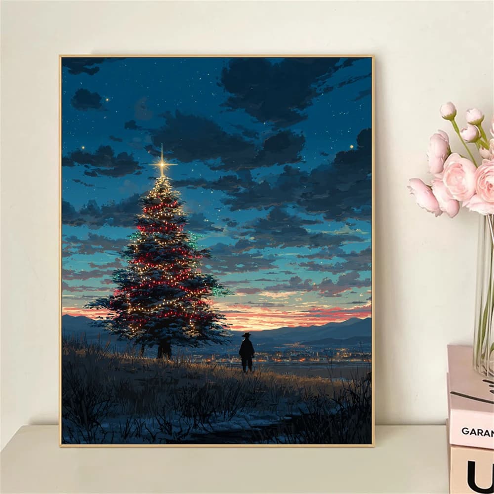 Paint by Numbers For Adult Kit Christmas Back View DIY Dropshipping acrylic Oil Painting Canvas by Number Home Decor