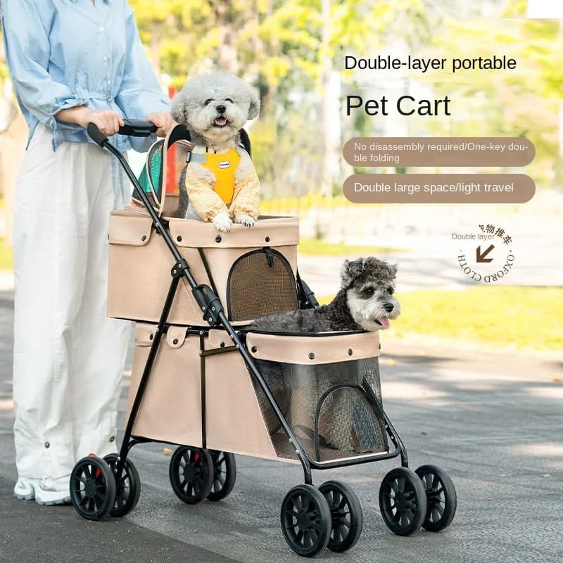 Passeggino Premium a 2 livelli per 2 cani o gatti