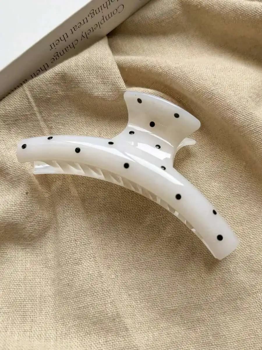 Fermaglio per capelli in plastica PC lucida da 12 cm con punti neri, accessorio di moda leggero per donna