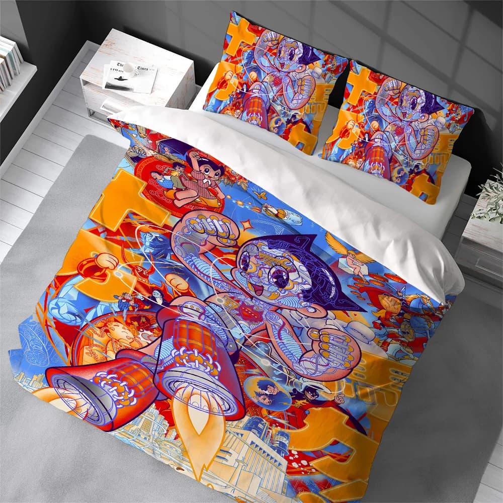 Set Copripiumino Morbido e Fresco a 3 Pezzi con Stampa Comic Astros B-Boy, Ideale per Dormitorio Studentesco, Casa e Lettino per Bambini - Bestseller Estivo