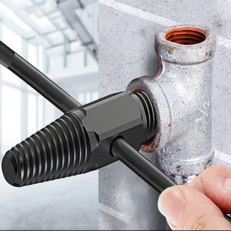 Set di estrattori per viti rotte con valvola per rubinetto a doppia testa, set di strumenti idraulici per rimozione bulloni per tubi d'acqua, filo danneggiato