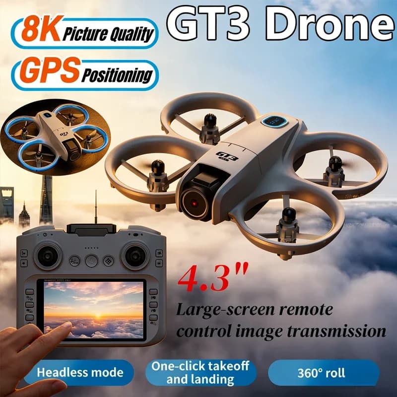 Drone Gt3 Max for Lenovo with Air Photography 8K HD, Wide Screen, Optical Positioning, Brushless Motor and Intelligent Obstacles Avoidance