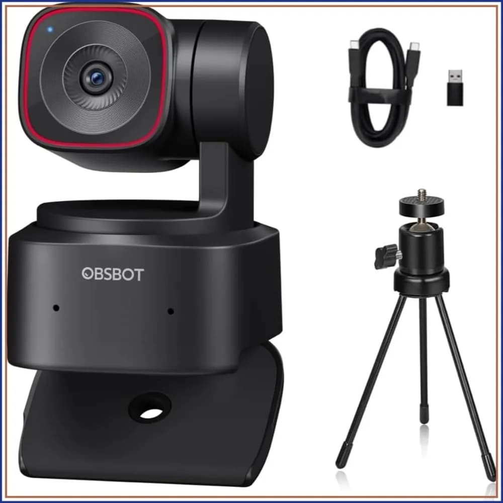4K UHD AI Auto Tracking PTZ Webcam, 1/2" CMOS 4X Digital Zoom, Gesture Control 2.0, Live Streaming for Game/Meeting/Education, with Mini Tripod