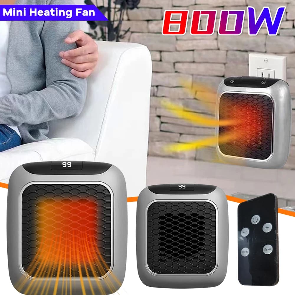 Riscaldatore a parete Mini riscaldatore da 800 W Riscaldatore elettrico portatile Ventilatore di riscaldamento in ceramica PTC con telecomando per dormitorio camera da letto di casa