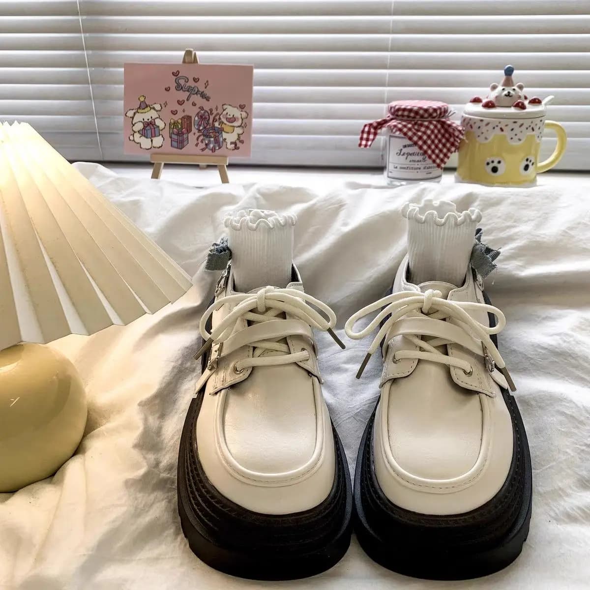 Mocassini in Pelle con Suola Spessa da Donna 2026 Ultima Collezione Primavera Autunno Stile Britannico con Lacci Scarpe Casual per Uso Quotidiano