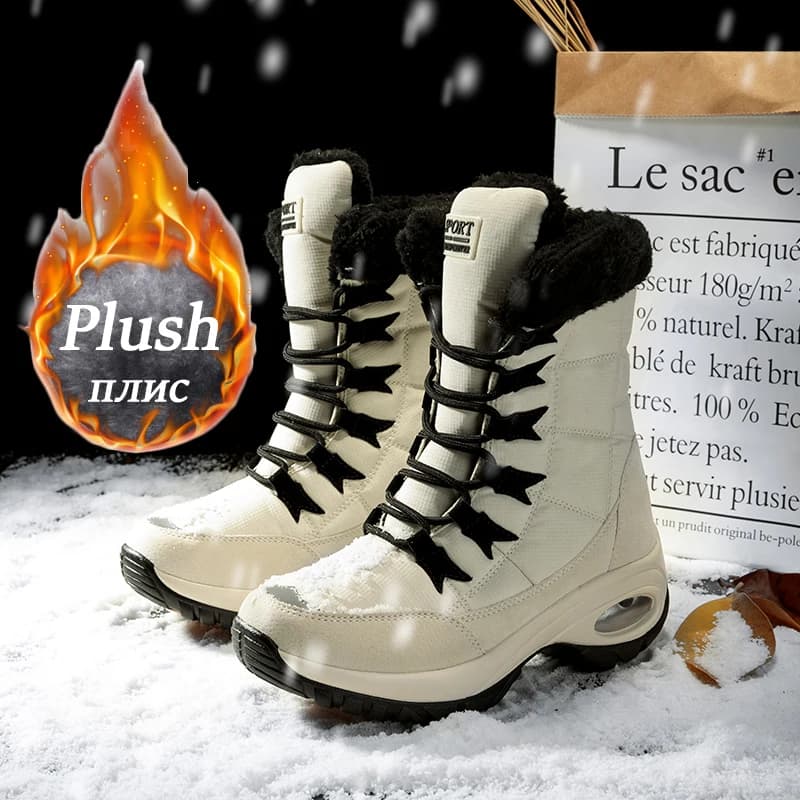 Stivali da neve da donna Scarponi da trekking invernali in peluche caldi Scarpe da ginnastica da donna comode alla moda all'aperto Scarpe casual resistenti all'usura