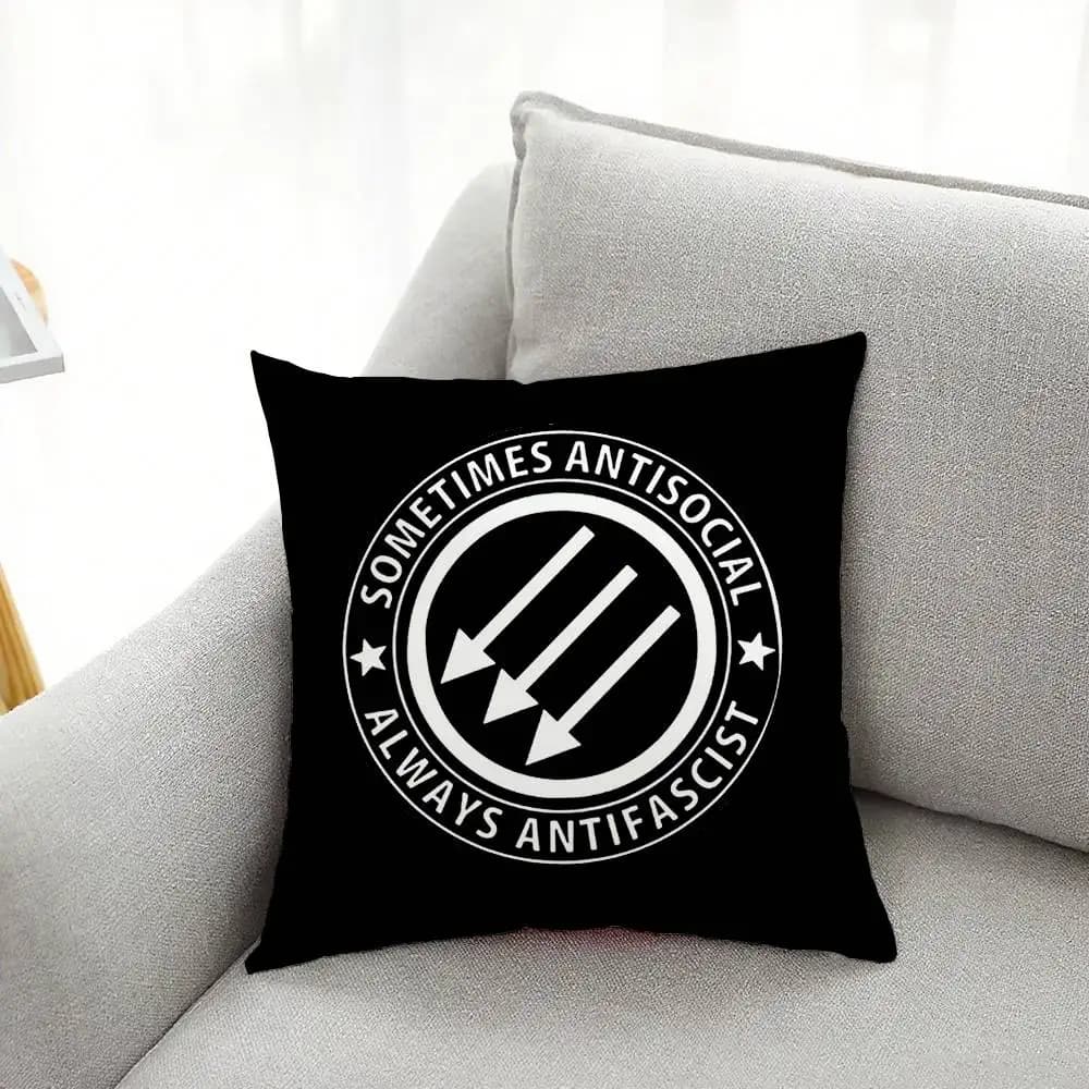 Anti-Fascist Anti-Fascist cushion cover, soft and cute, for car and sofa, polyester with zipper