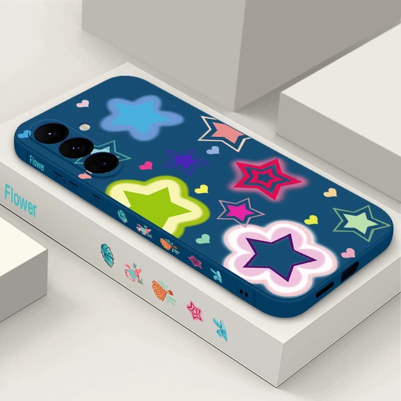 Mixed Colorful Star Case for Samsung Galaxy S26 Ultra S25 Edge S24 S23 S22 S21 FE A54 A15 A35 A55 A16 A36 A56 A17 A37 A57 5G