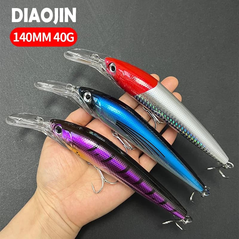 140mm 40g Trolling Minnow Richiamo di Pesca Mare Profonde Esche Artificiali Acqua Salata Pesca Alla Carpa Luccio Walleye Spigola Tonno Forniture Per la Pesca