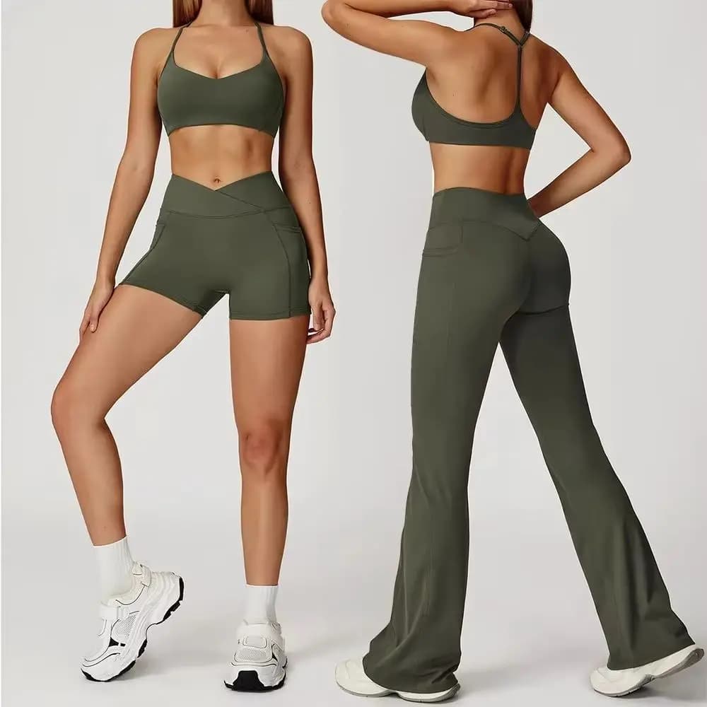 2 pieces sports bra women's suit set fitness canotta bra anti-urtus leggings racing suit yoga beautiful back bra