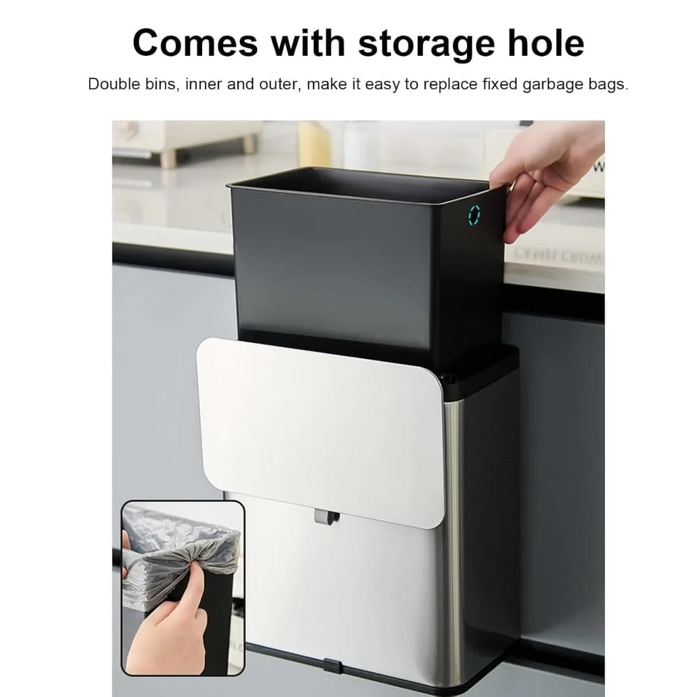 With Lid Stainless Steel Trash Can 3 Liter Silver Kitchen Compost Bin Hanging Design Hanging Trash Can Under Sink Storage
