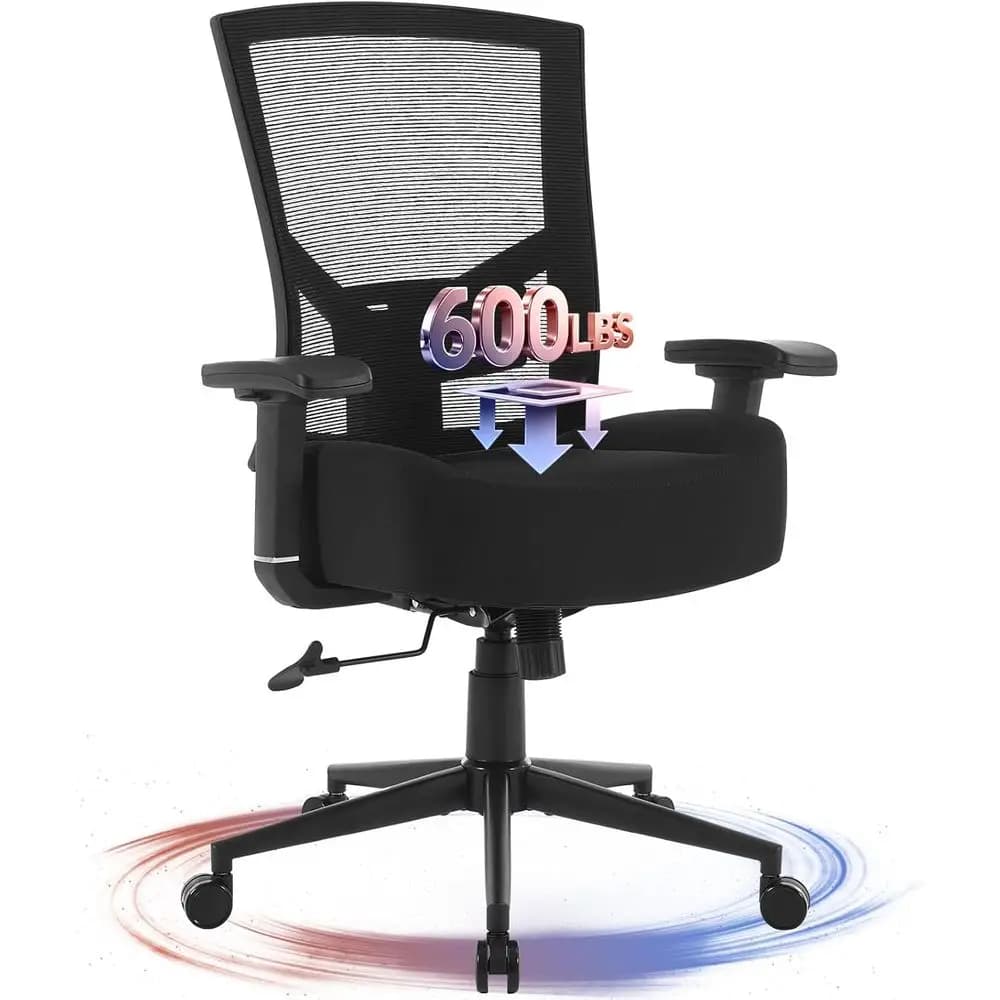 Ergonomic Mesh Office Chair for 600lbs Capacity with Lumbar Support and 3D Cushion for Extended Use