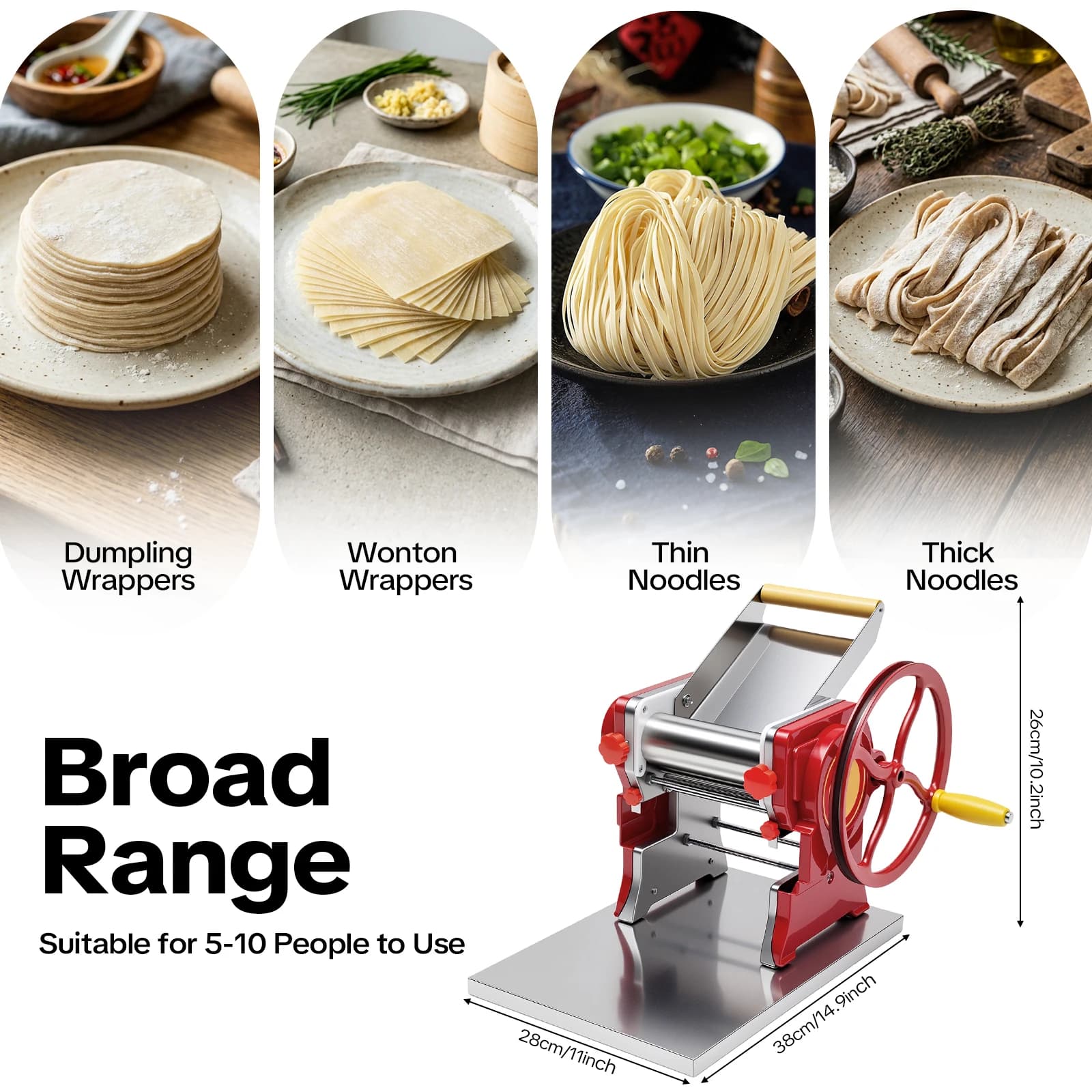 Macchina per Pasta Manuale in Acciaio Inox con Spessore Regolabile e Taglierina da 3mm per Cucina Domestica