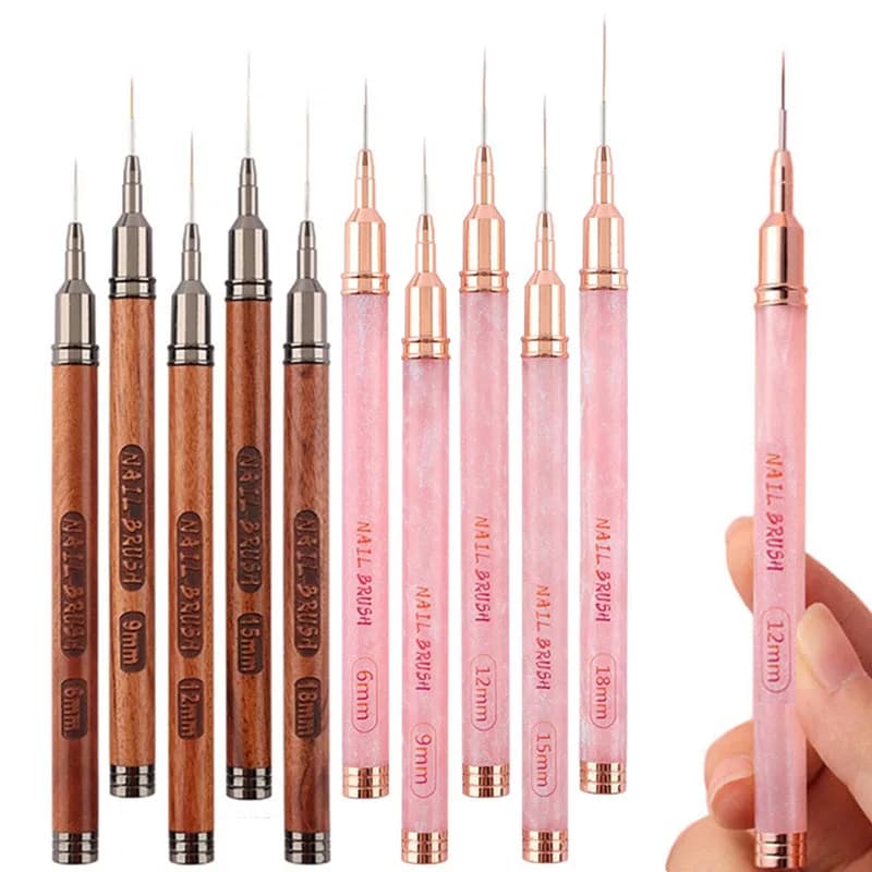 Set di 2 Pennelli per Nail Art, Pennelli per Gel, Pennelli per Smalto, Pennelli per Disegno Unghie, Set di Penne per Nail Art