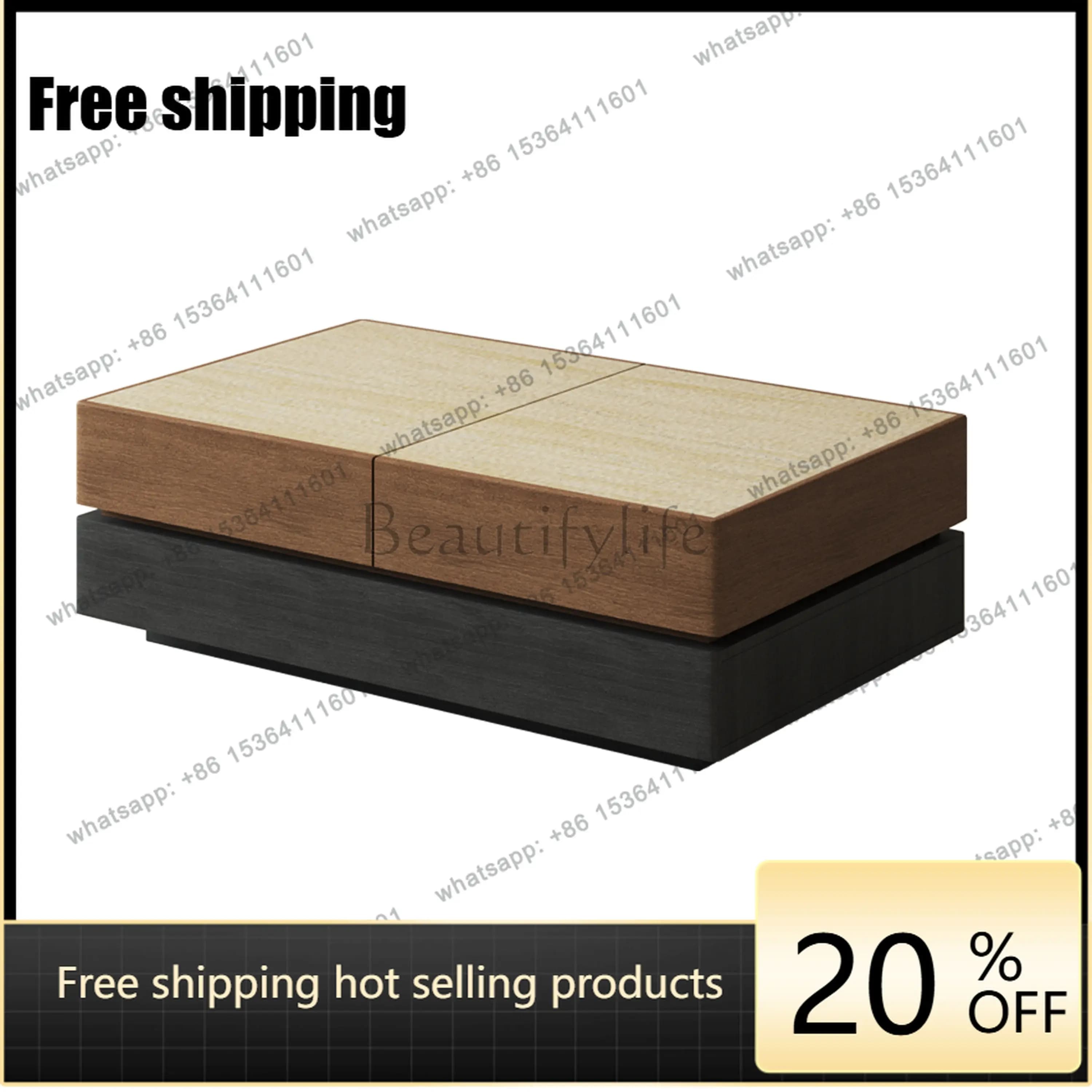 PG solid wood rock slab modern simple telescopic multi-functional medium and ancient style small apartment home coffee table