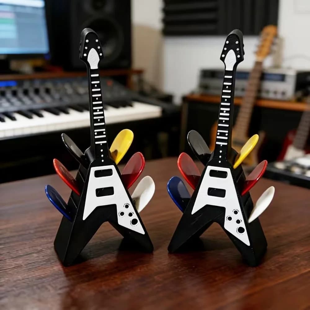 3D Printed Guitar Shape Pick Organizer Display Picks Storage Case Gifts Holder Portable Waterproof Dustproof Guitar Picks