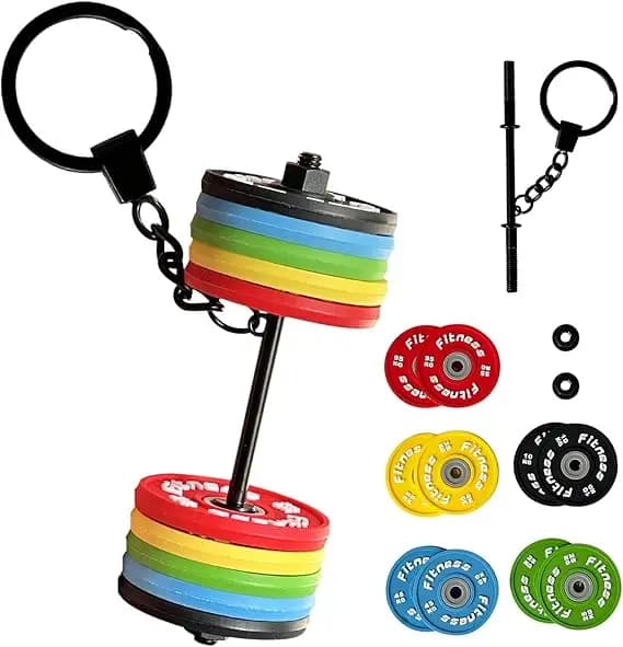 Detachable Mini Barbell Weight Plate Keychain Thickened PVC Gym Dumbbell Ring Sport Pendant Gift for Men Women Fitness Lovers