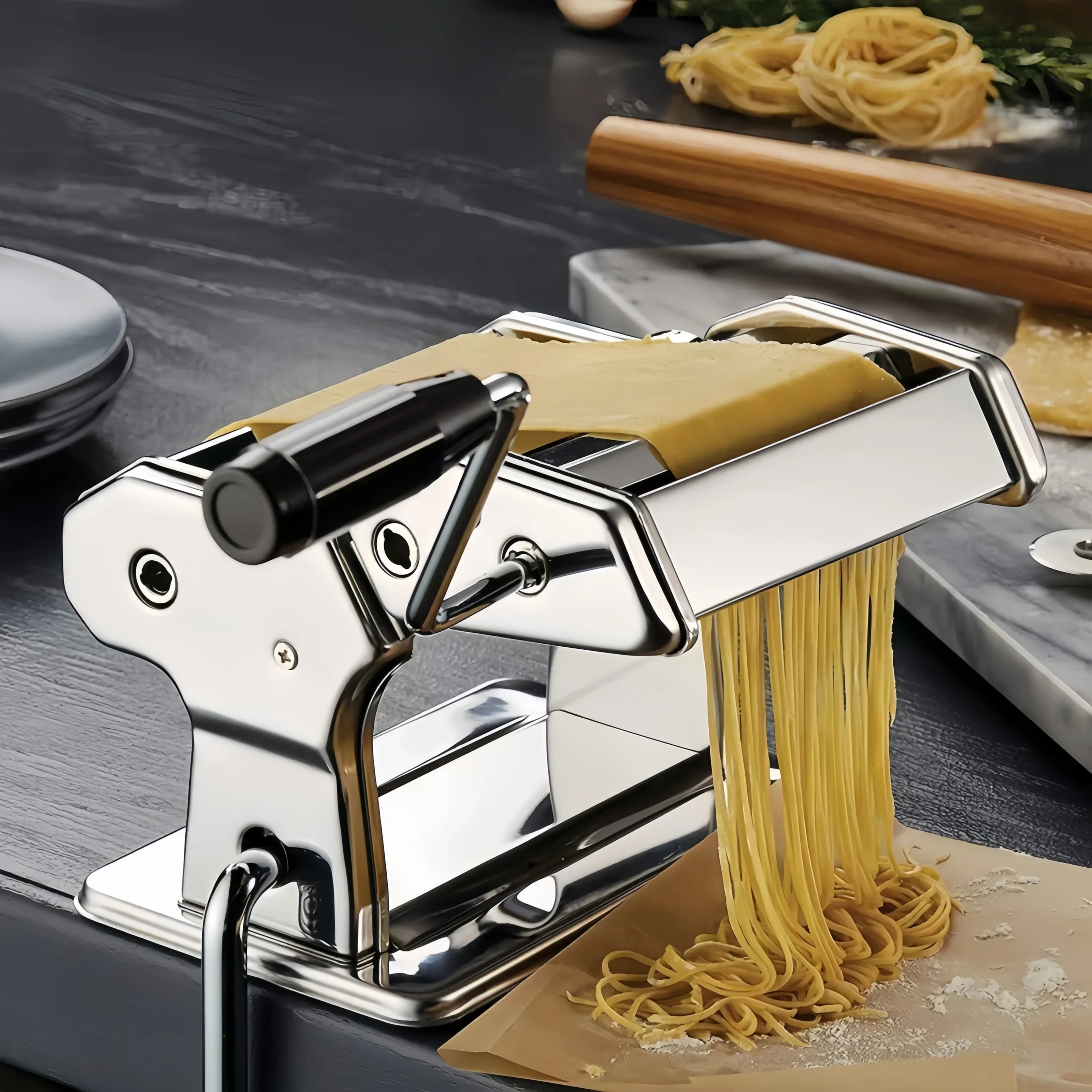 Moda creativa Piano cottura per pasta fresca Pressa per pasta Utensili manuali Manico rimovibile Macchina per noodle in acciaio inossidabile