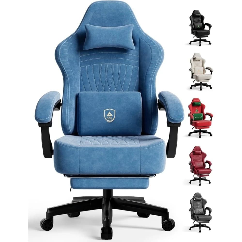 Sedia da gioco grande e alta con poggiapiedi, Silla Gamer reclinabile ergonomica imbottita con schienale alto, sedie per videogiochi con sedile extra largo