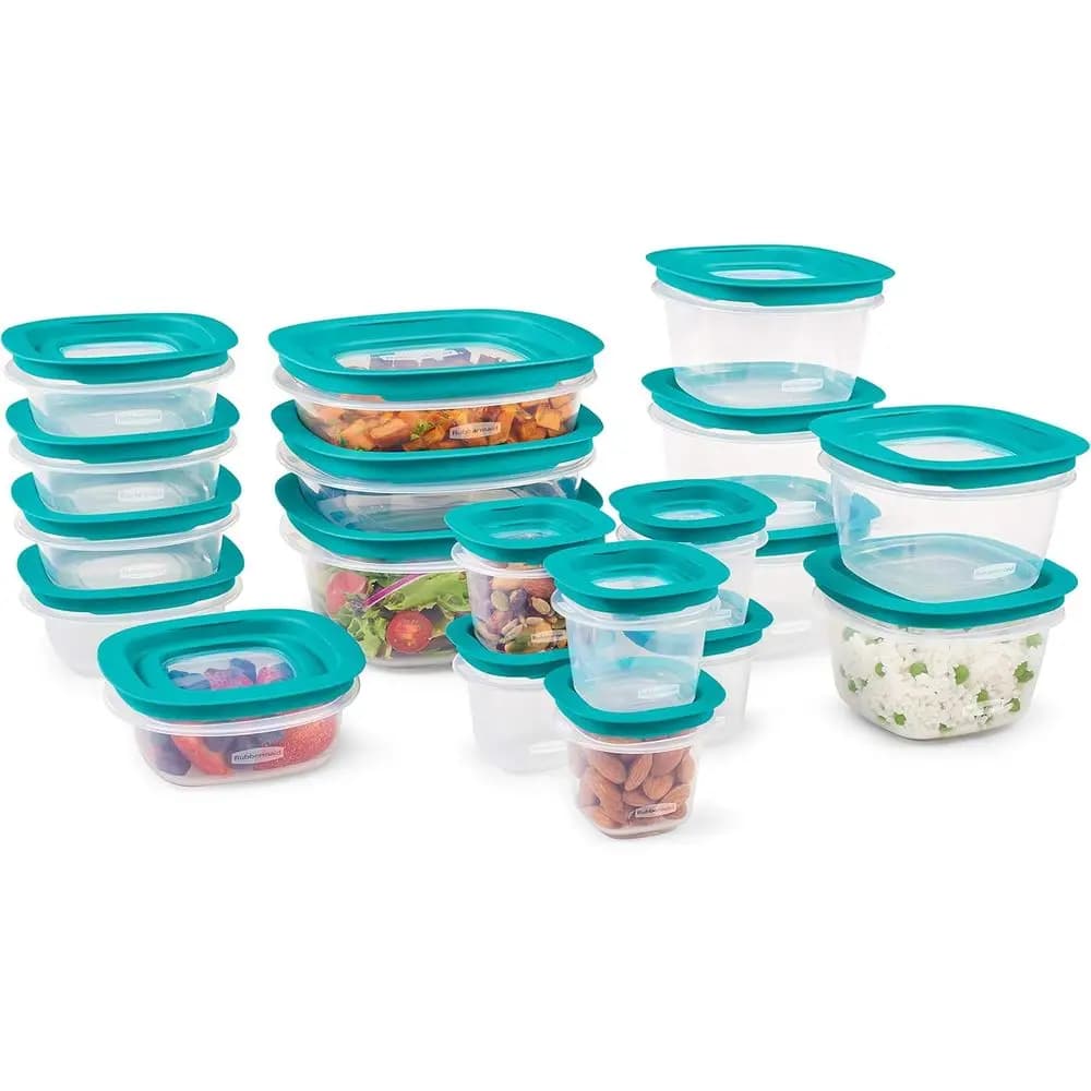 Set di 38 Contenitori per Alimenti con Basi a Scatto per Facile Organizzazione e Coperchi per Pranzo, Preparazione Pasti e Avanzi, Lavabili in Lavastoviglie
