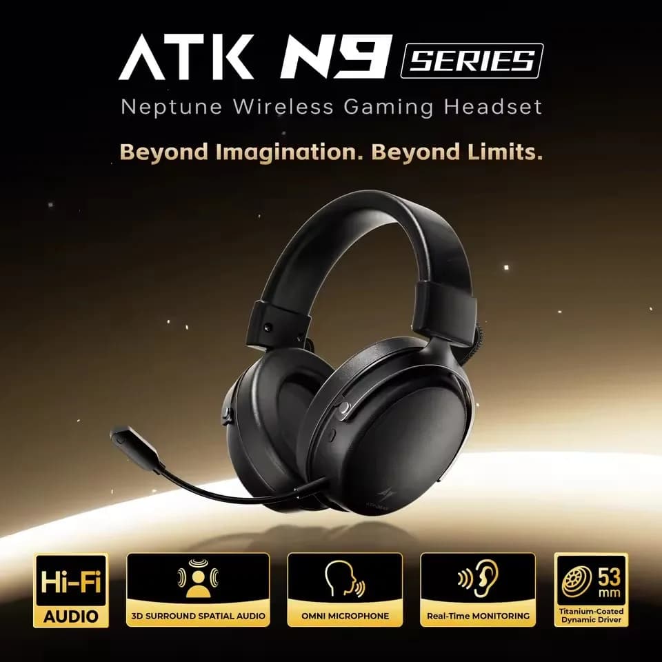 ATK Neptune N9 eSports Gaming Wireless Headset Four Modes Head Mounted Noise Cancelling Microphone Low Latency Gaming