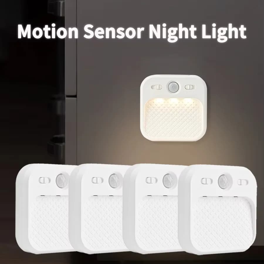 Lampada LED per armadio con sensore di movimento, ricaricabile, wireless, magnetica, luce notturna per camera da letto, scale, corridoio, illuminazione per cucina (confezione da 1-4 pezzi)