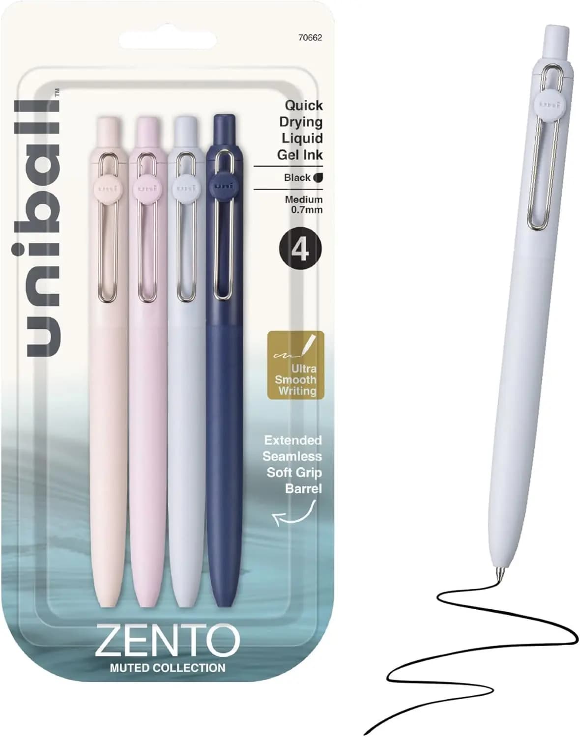 Penne Gel a Inchiostro Nero 0.7mm Punta Media Retrattile Confezione da 4 Scrittura Fluida Asciugatura Rapida Senza Sbavature per Diari Ufficio Scuola