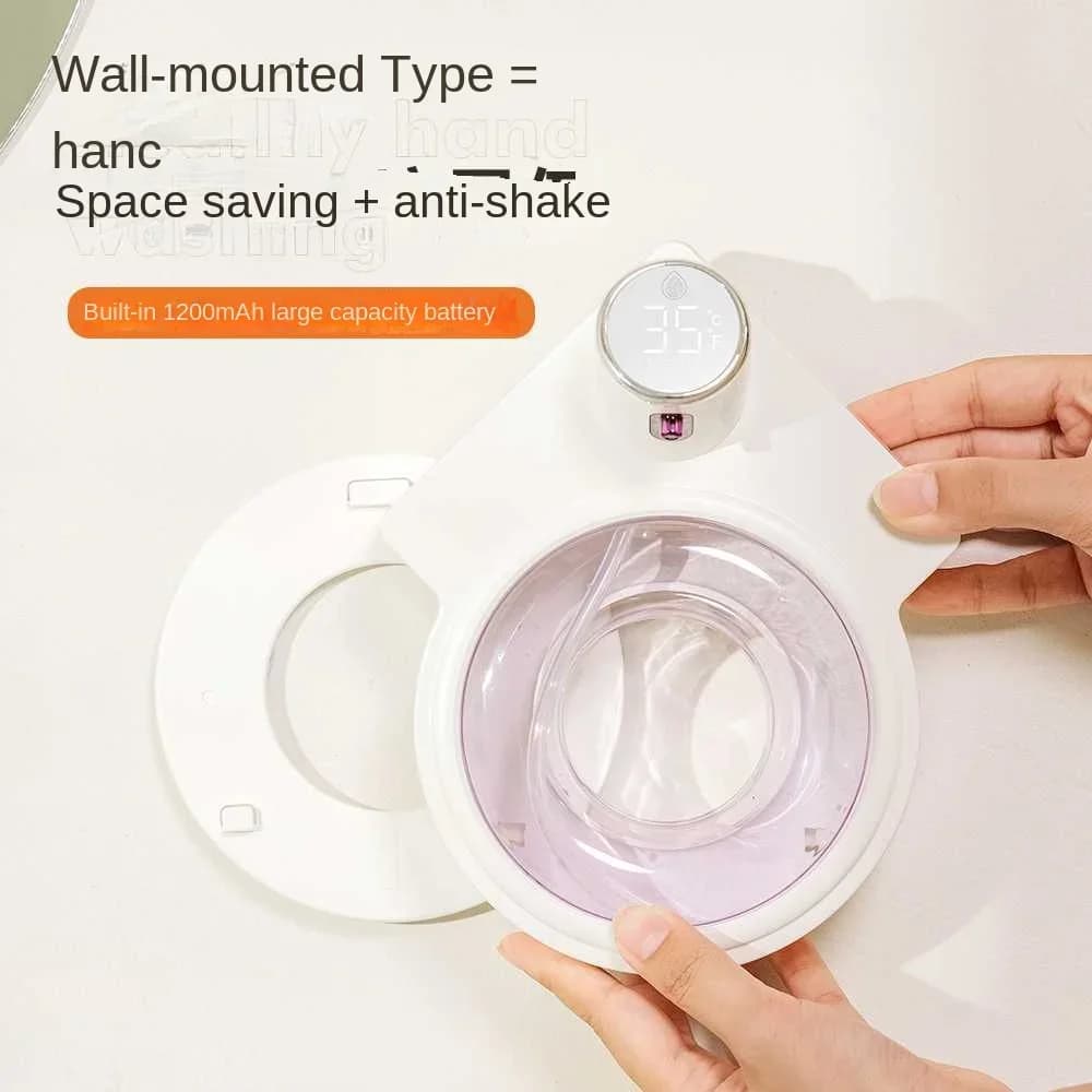 Dispenser automatico di sapone in schiuma a parete per uso domestico Lavatrice a induzione Dispenser di sapone intelligente touch LED