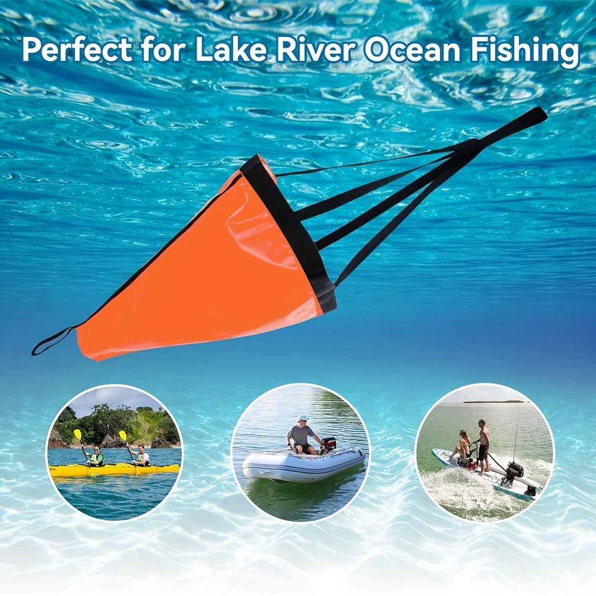 1 PCS XS 18inches Sea Anchor Parachute Drift Brake for Boats Less Than 15ft Paddle Boards and Kayak Drifting Sock