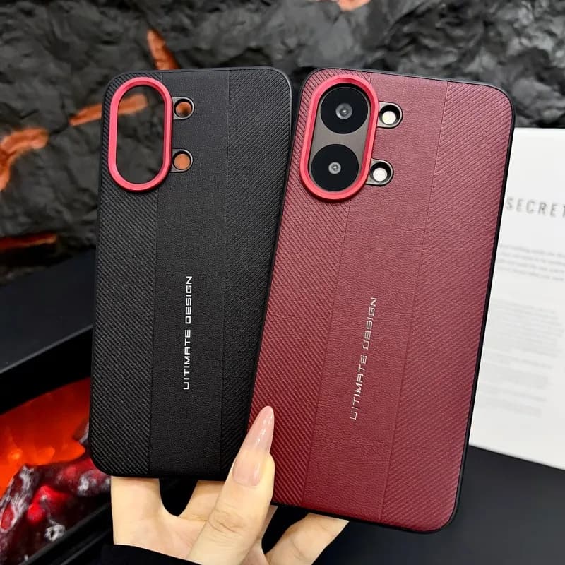 For POCO X8 Pro X8 ProMax leather texture solid color red lens ring shockproof and fingerprint-resistant phone case