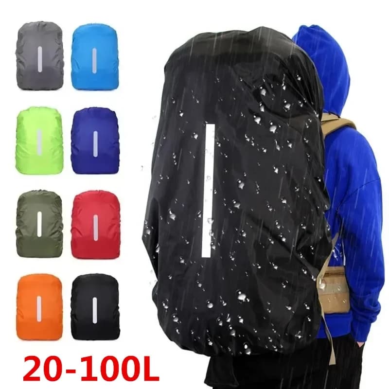 Nuovo zaino riflettente impermeabile copertura antipioggia 20L-100L notte all'aperto ciclismo luce di sicurezza custodia antipioggia borsa campeggio escursionismo