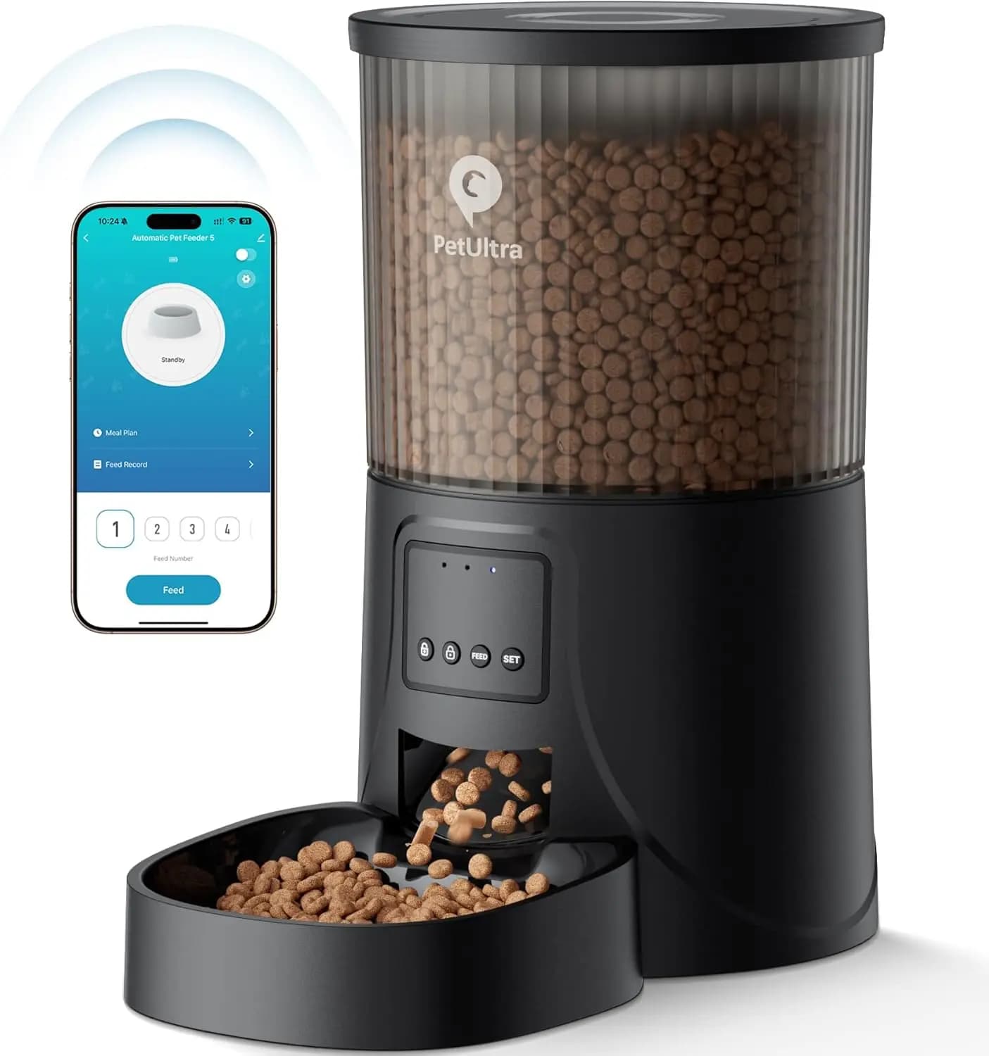 Distributore Automatico di Cibo per Gatti con Controllo App, Doppia Alimentazione, Facile Configurazione per Piccoli Animali