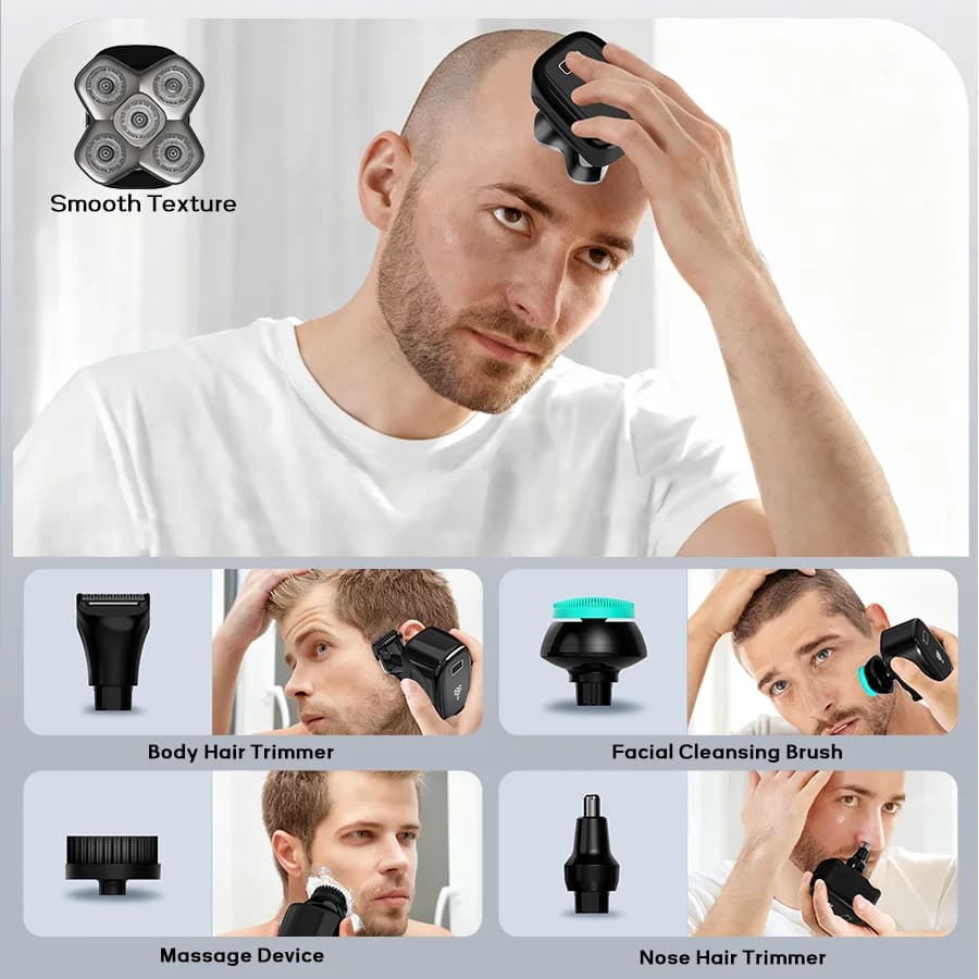 Electric Head Shaver Bald Head Shaver Men‘s Rechargeable Waterproof IPX7 Cordless Hair Clipper Trimmer Barber Tool for Men Home