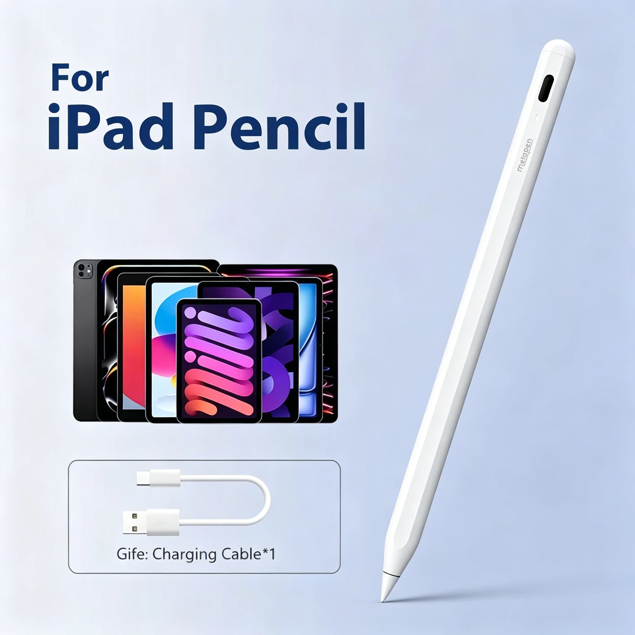 Penna Stilo Metapen A8 per Apple Pencil con Rilevamento Inclinazione e Rifiuto del Palmo, compatibile con iPad Pencil 2018-2026, iPad Pro 11, iPad Air 6, iPad 10.2, iPad Air 13, iPad mini 5
