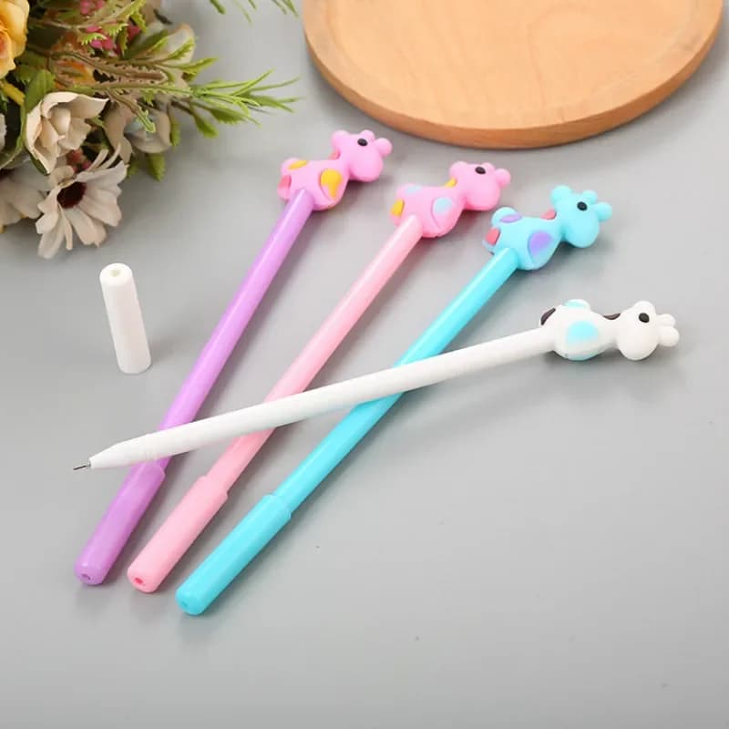 50 pezzi creativi cervo rosso penna neutra cancelleria testa di cartone animato penna a base d'acqua tubo dell'ago nero firma penne gel all'ingrosso