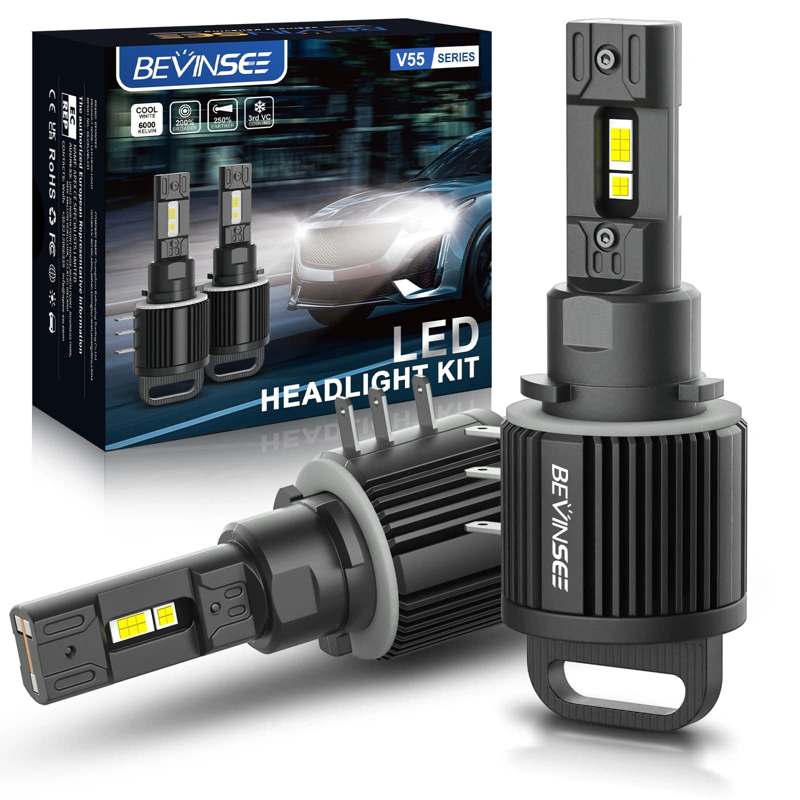 BEVINSEE LED H15 CANBUS Lampadine per fari 110W 11000LM Turbofan Luci diurne abbaglianti per VW Golf 6 7 Per Audi A3 A6 A1