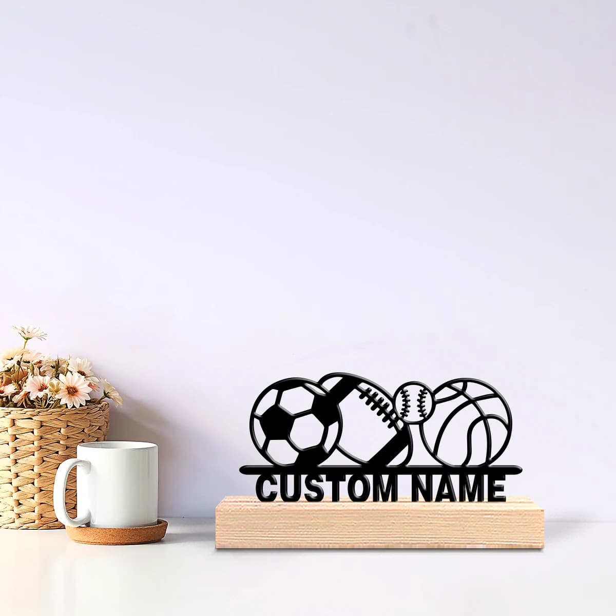 Custom Metal Statue for Team Games with Wood Base, Floor Decoration