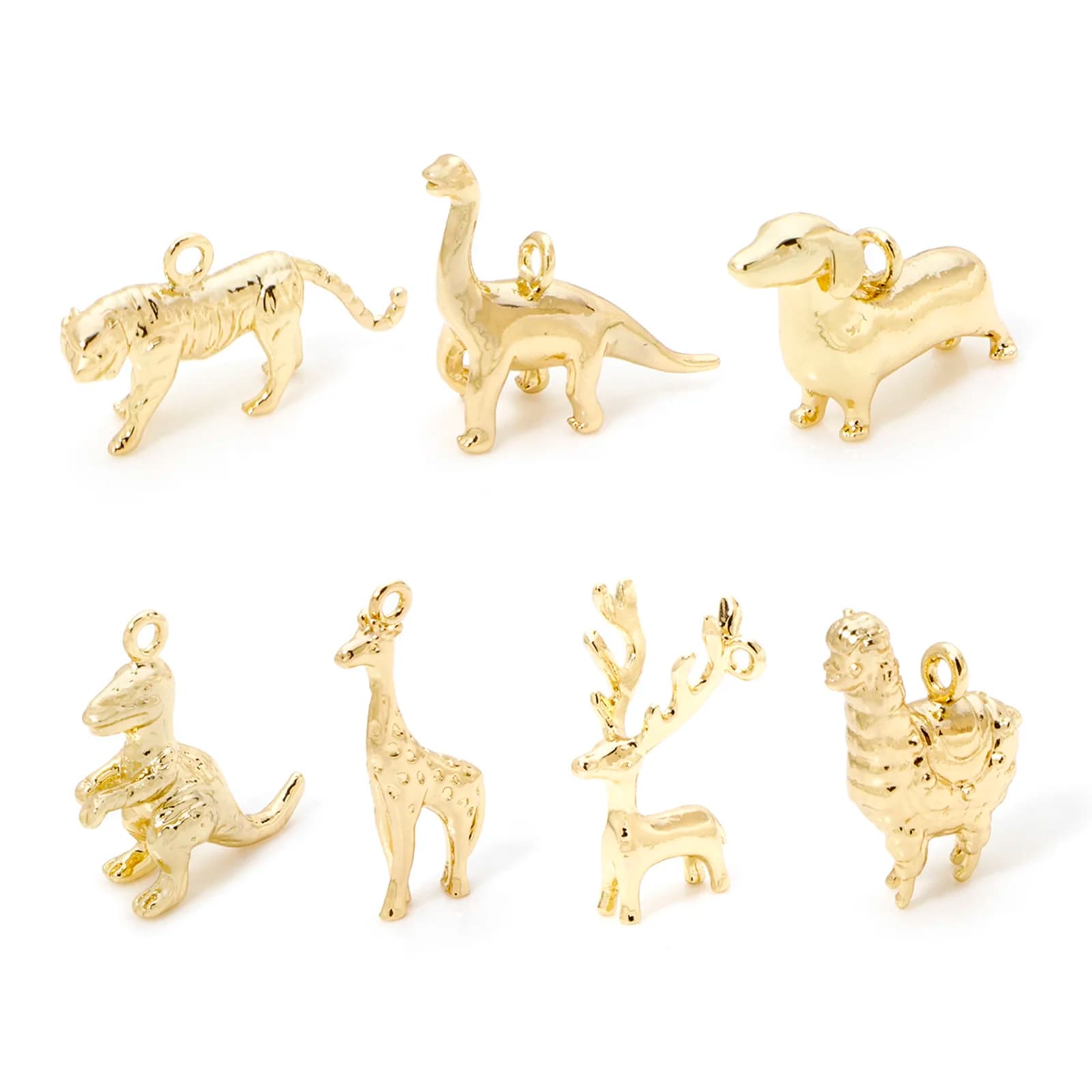 2 pz Animale Pendenti E Ciondoli In Ottone 18k Placcato Oro Animale 3d Dinosauri Alpacas Giraffe Ciondolo Collana FAI DA TE Bracciale Donne Creazione di Gioielli
