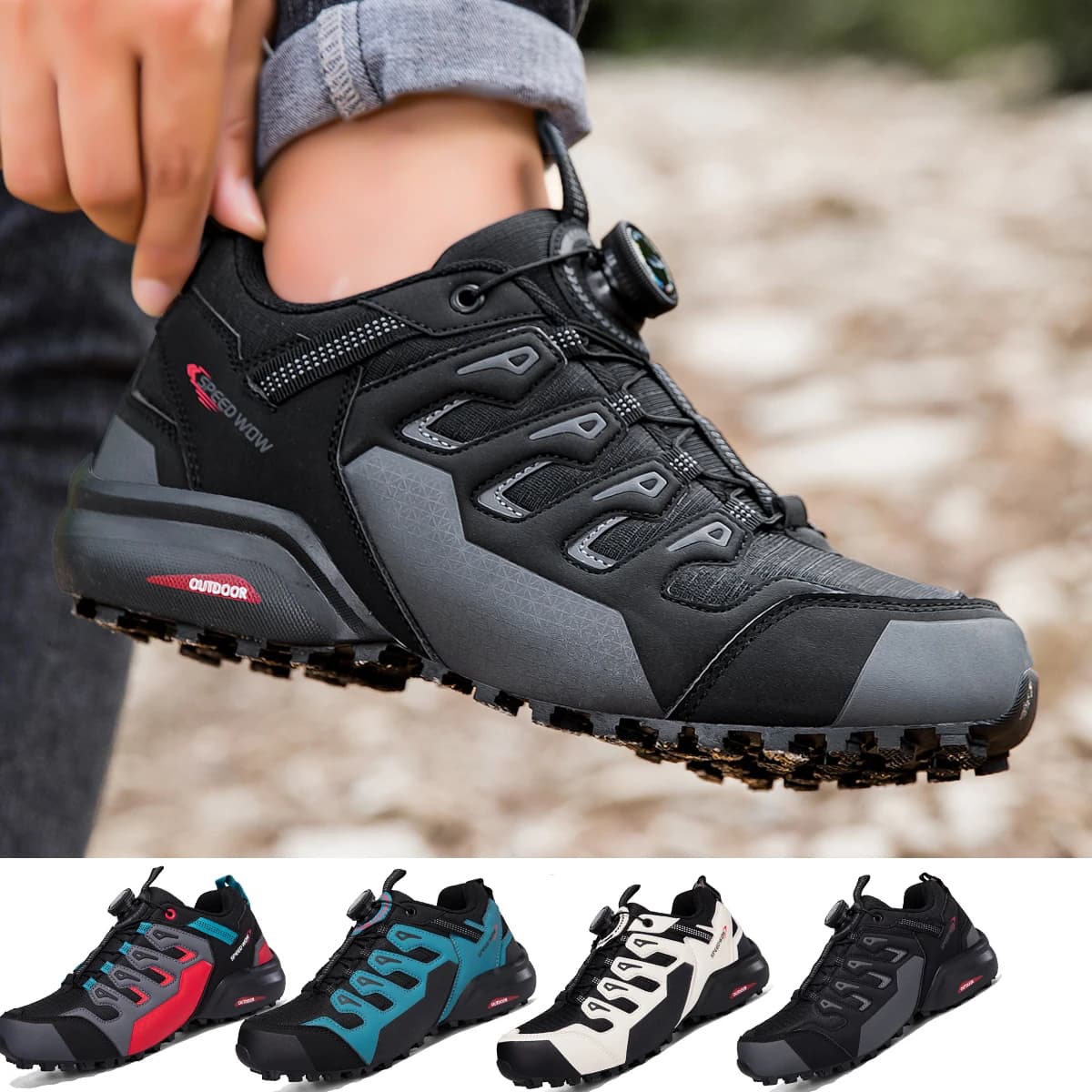 Men's Trekking Shoes in Suede Leather, Outdoor Footwear Breathable, Tactical Sneakers for Hiking and Hunting