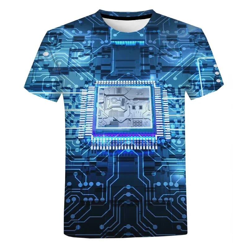 New Printed T-shirt with 3D Printing for Men and Women Summer Casual Electronic Chip Top Harajuku Street Wear Sport Short sleeve