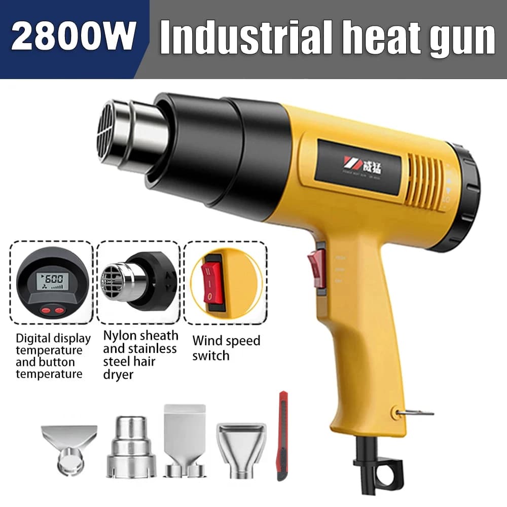 Pistola ad aria calda da 2000W 2200W 2500W 2800W temperature LCD Mini pistola termica regolabile soffiatore termico termoretraibile con quattro ugelli essiccatori da costruzione