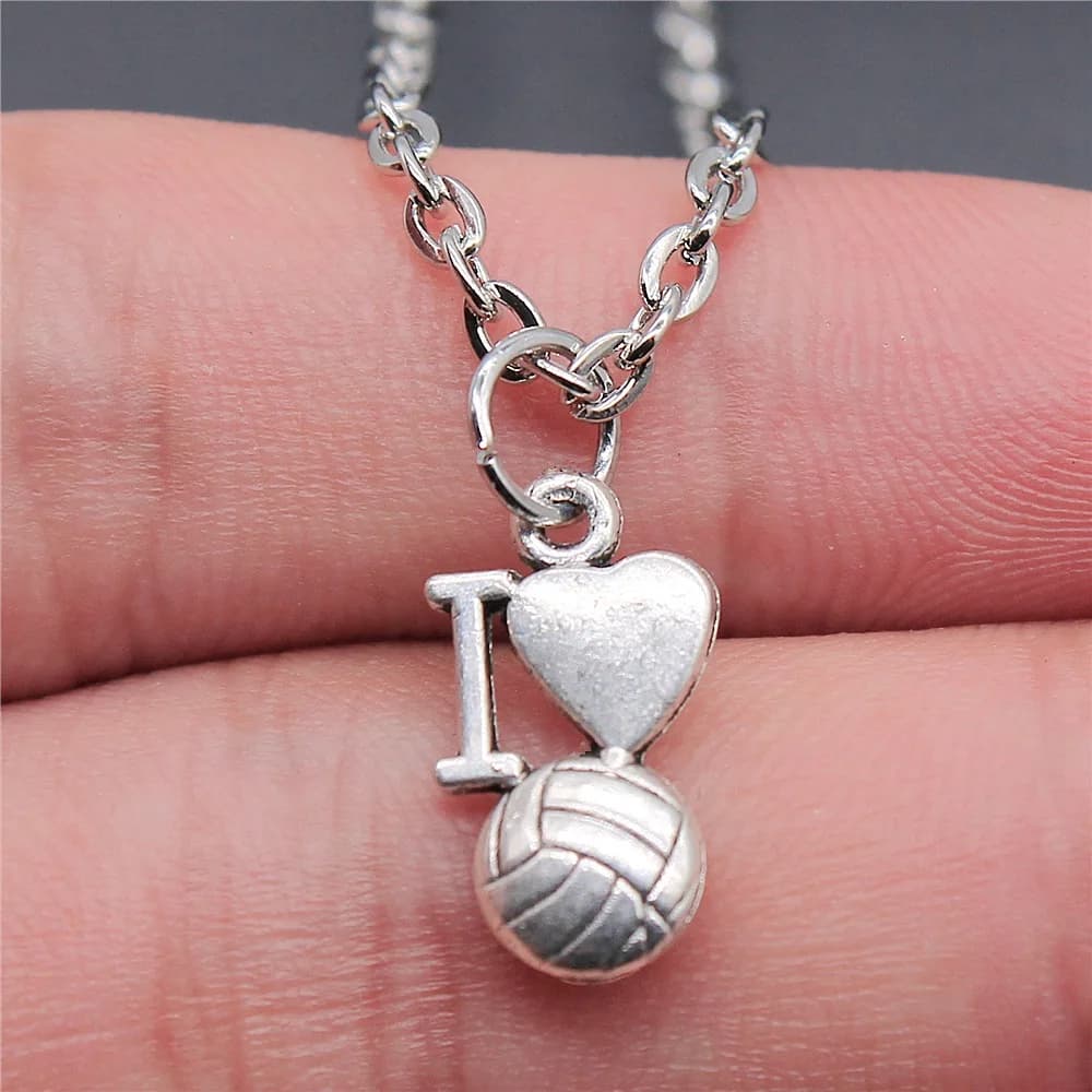 Dropshipping 2 colors 16x9mm The heart volleyball pendant necklace jewelry for women