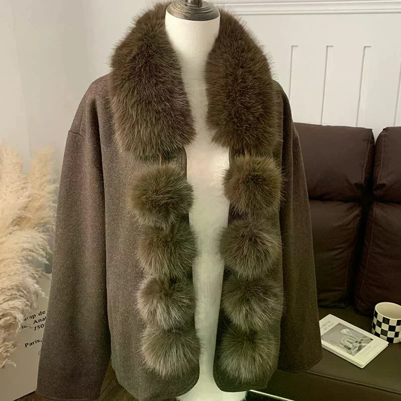Sciarpa lunga in pelliccia di volpe sintetica da donna Sciarpe pelose morbide e calde invernali Colletto scaldacollo da esterno casual da donna